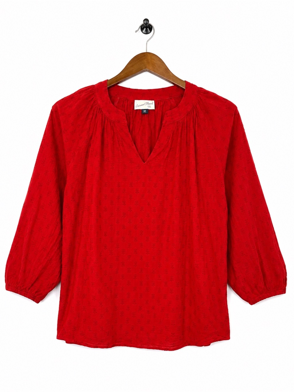 Universal Thread Women’s XS Red Textured V-Neck 3/4 Sleeve Boho Blouse Top